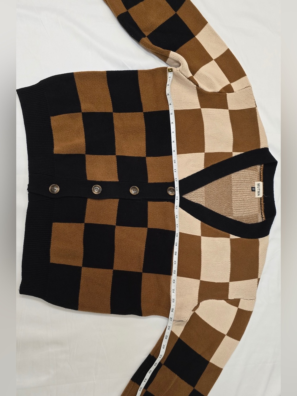 Mutma Homero cardigan black and brown check - Picture 4 of 10